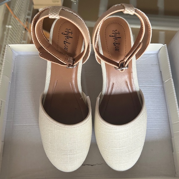 Style & Co Mailena Espadrille Wedge Sandals Cream Platform Slingback Women’s 7W - Picture 12 of 14